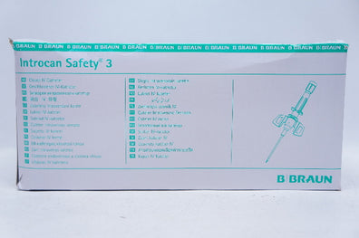 Braun 4251127-02 Introcan Safety 3 Closed IV Cath. 24G x 3/4inch - Box of 50